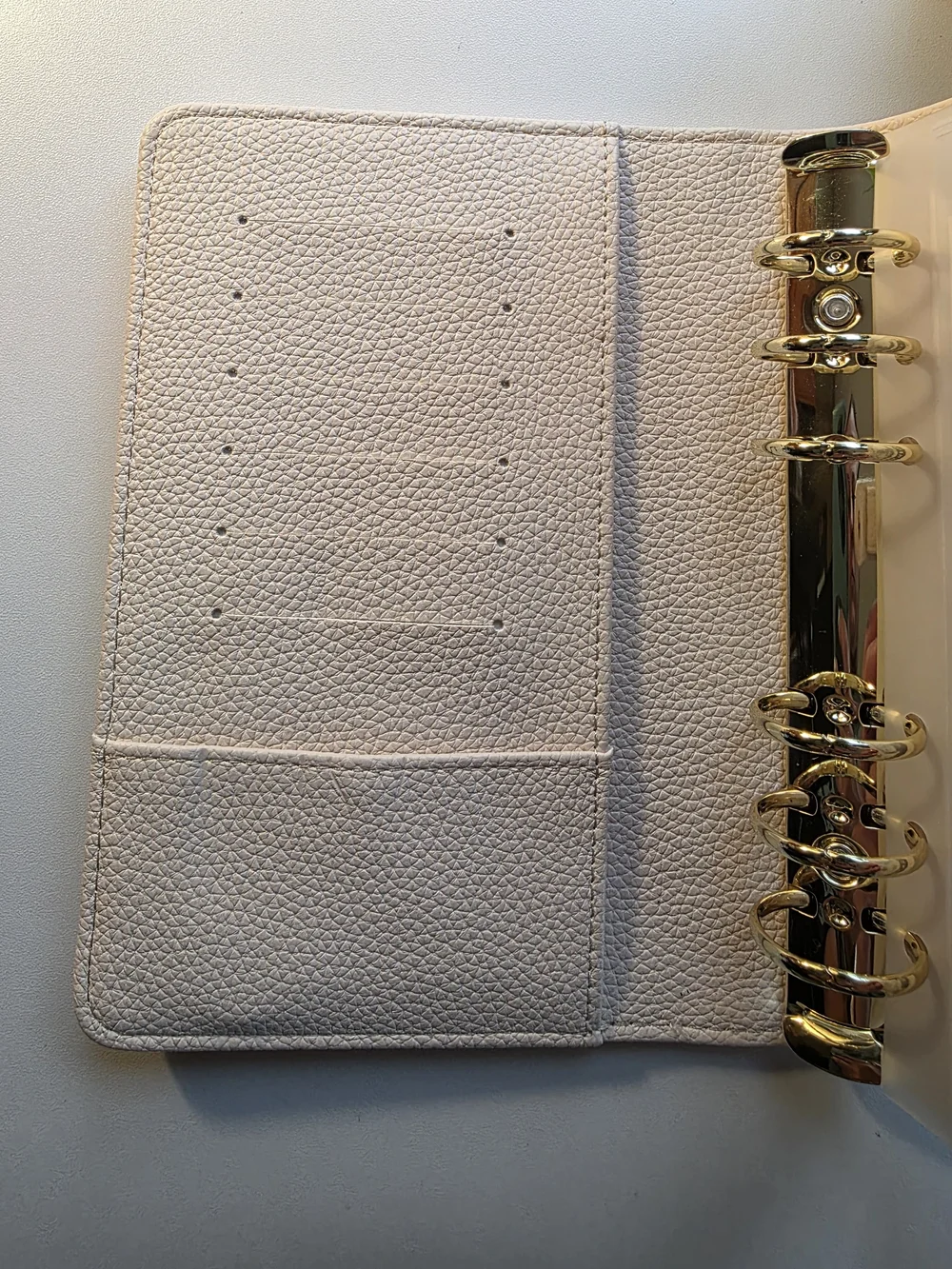 A6 Beige Faux Leather Organizer Notebook with Snap Closure